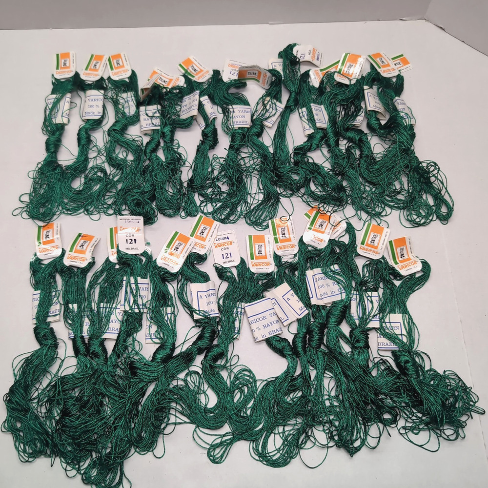 Lot of 27 Varicor Luinha Embroidery Thread Yarn Skeins #121 Green Made in Brazil